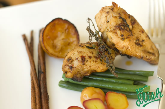 Lemon and garlic roasted chicken with Moroccan spices