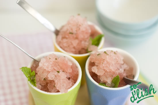 Watermelon, lime and mint granita