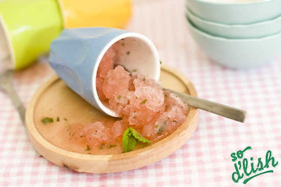 Watermelon, lime and mint granita
