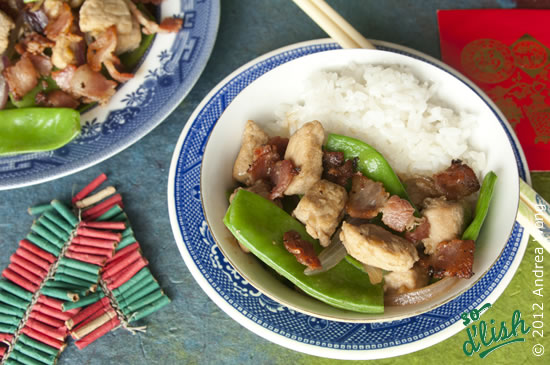 Pork and snow pea stir fry